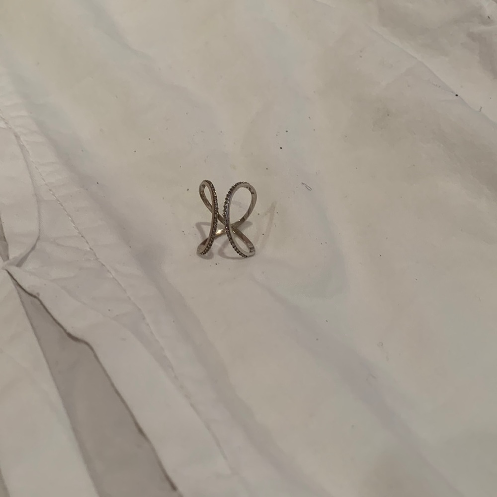 Silver ring with tiny diamonds